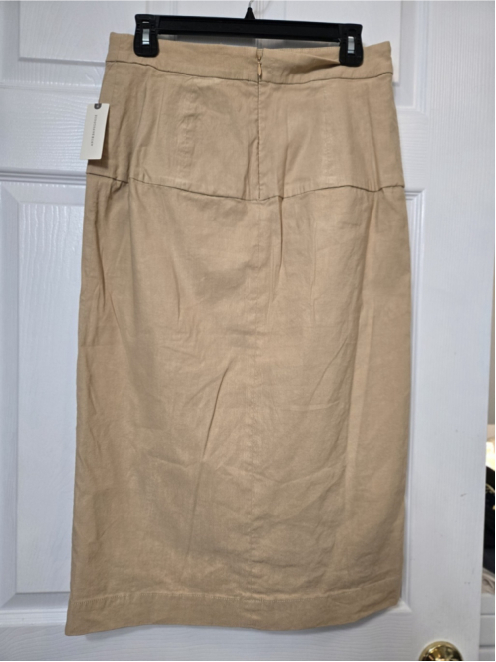 NWT By Anthropologie Linen Wrap Midi Skirt 8 Tan Khaki - Picture 2 of 12